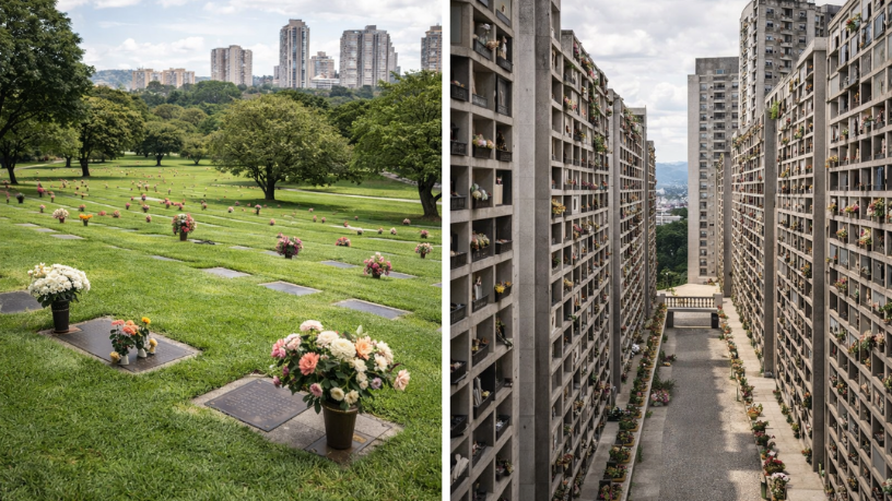 Jazigos verticais surgem como solução urbana sustentável para otimizar espaço nos cemitérios, destaca Tiago Schietti.